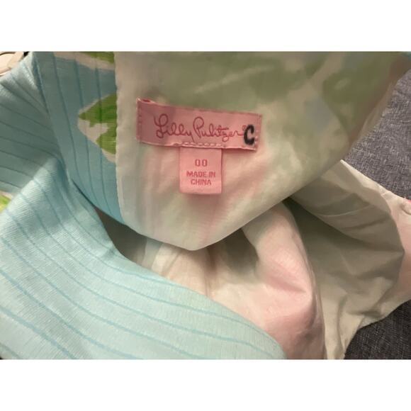 LILLY PULITZER CATHY SHIFT POOL BLUE PINK LEMONADE 100% COTTON SZ 00 $168 MSRP - Picture 7 of 8